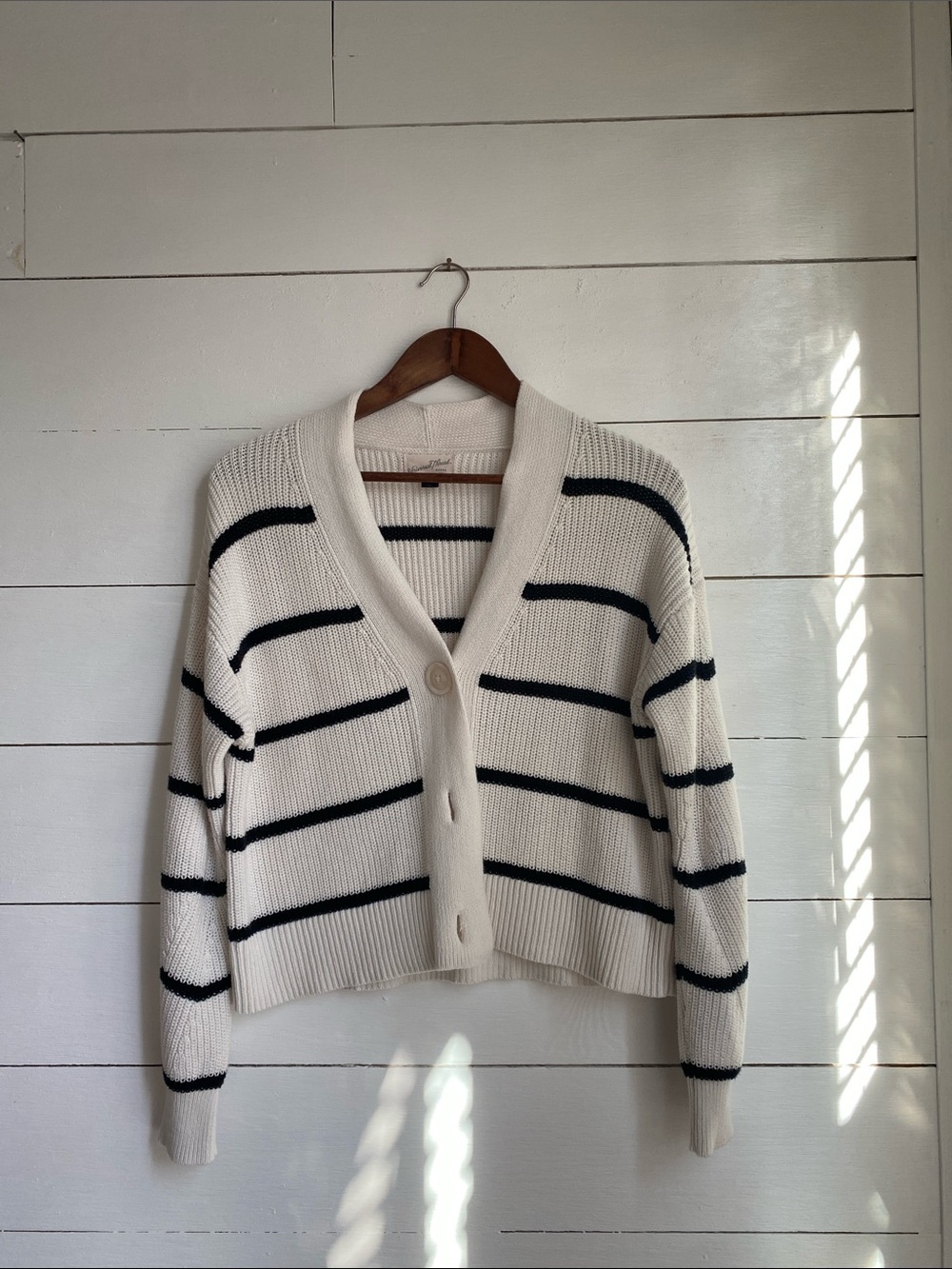Universal Thread Cream Cardigan with Black Stripes